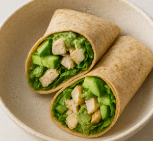 Crunchy Chicken & Cucumber Wrap with Green Dressing