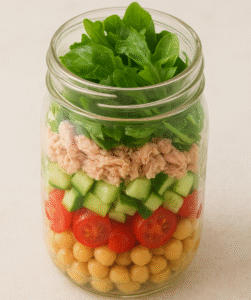 Mason Jar Salad with Tuna & Chickpeas
