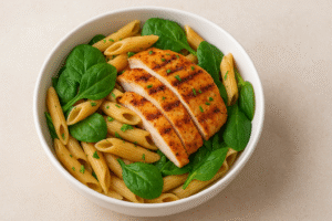 Grilled Chicken & Spinach Whole Wheat Pasta