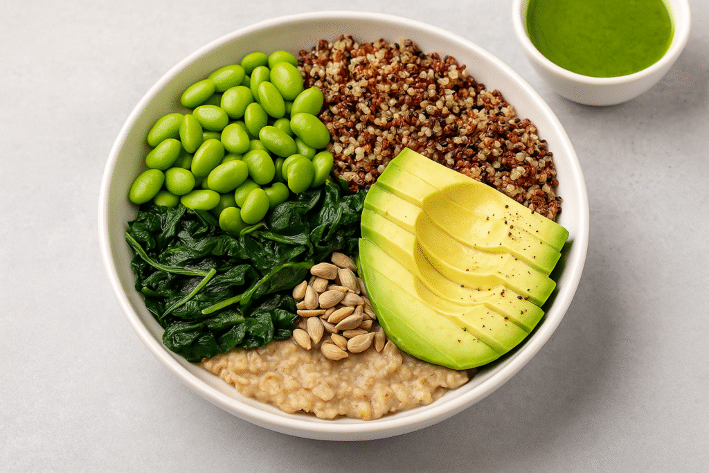 3) Edamame–Quinoa Power Bowl (30 g protein)​