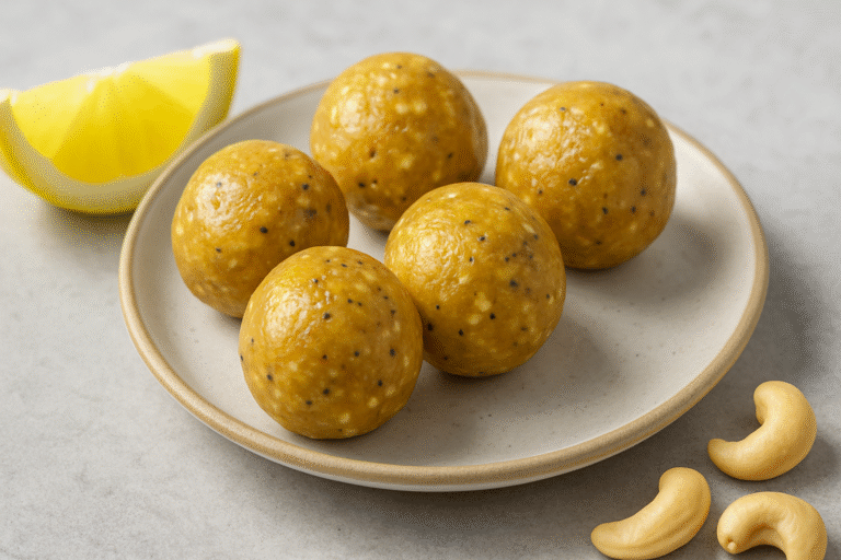 4) Lemon-Chia Cashew (95 kcal | 4–5 g protein | 6 g fat | 6 g carbs | 3 g fiber)​