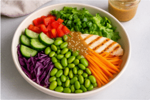 4. Asian-Inspired Edamame Salad with Sesame-Ginger Dressing