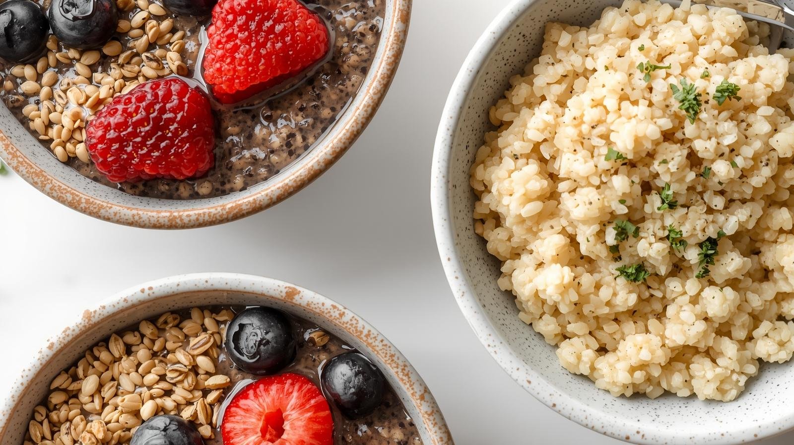 4) Overnight Chia-Oats (Certified GF) or Quinoa (5 minutes + chill)​