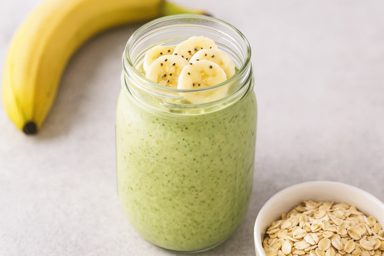 2) Green Banana–Oat Overnight Jar
