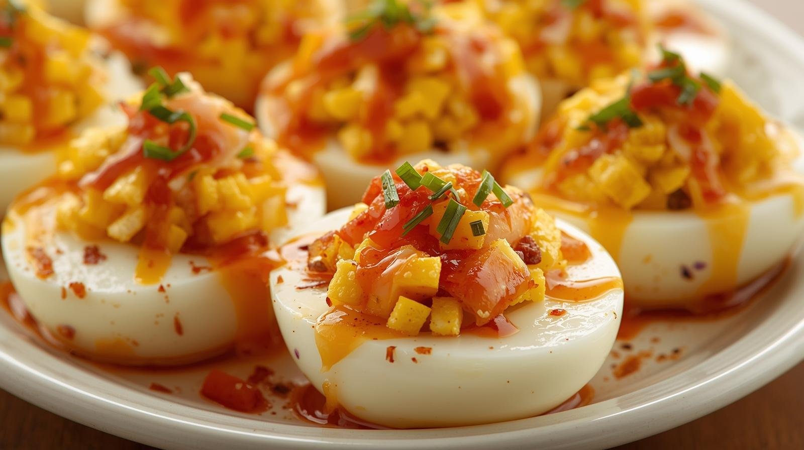 5) Curried Chutney Stuffed Eggs (retro-fancy)