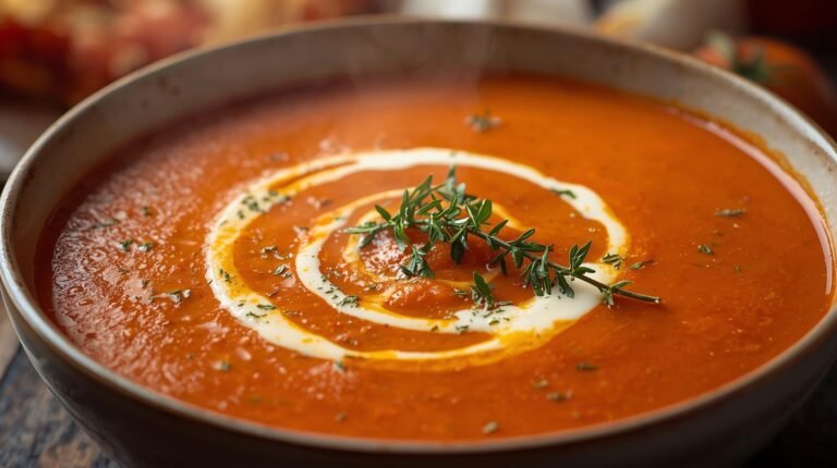 2) Roasted Tomato Soup with Garlic & Thyme (Restaurant Depth)​