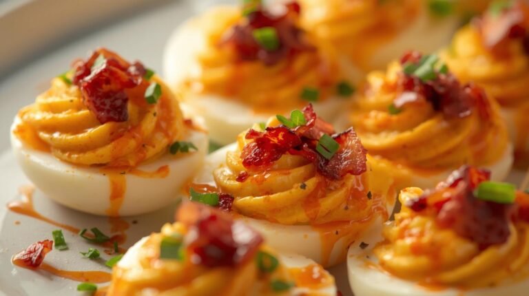 2) Smoky Sriracha & Bacon Stuffed Eggs (crowd-pleaser)​