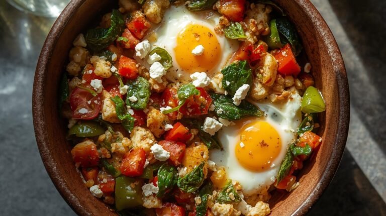 2. Mediterranean Veggie Scramble (Whole Eggs + Whites)​