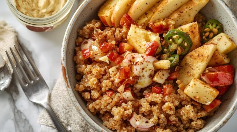 3) Quinoa–Apple Breakfast Bowl (Warm or Cold) — 10 minutes with cooked quinoa​