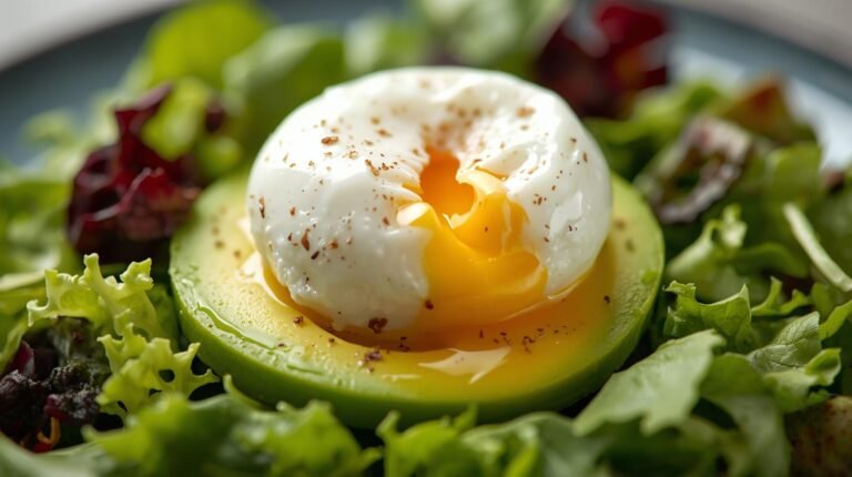 3. Classic Poached Egg on Avocado & Greens​