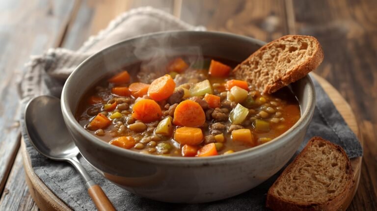 4. Hearty Lentil & Vegetable Soup with Wholegrain Toast​