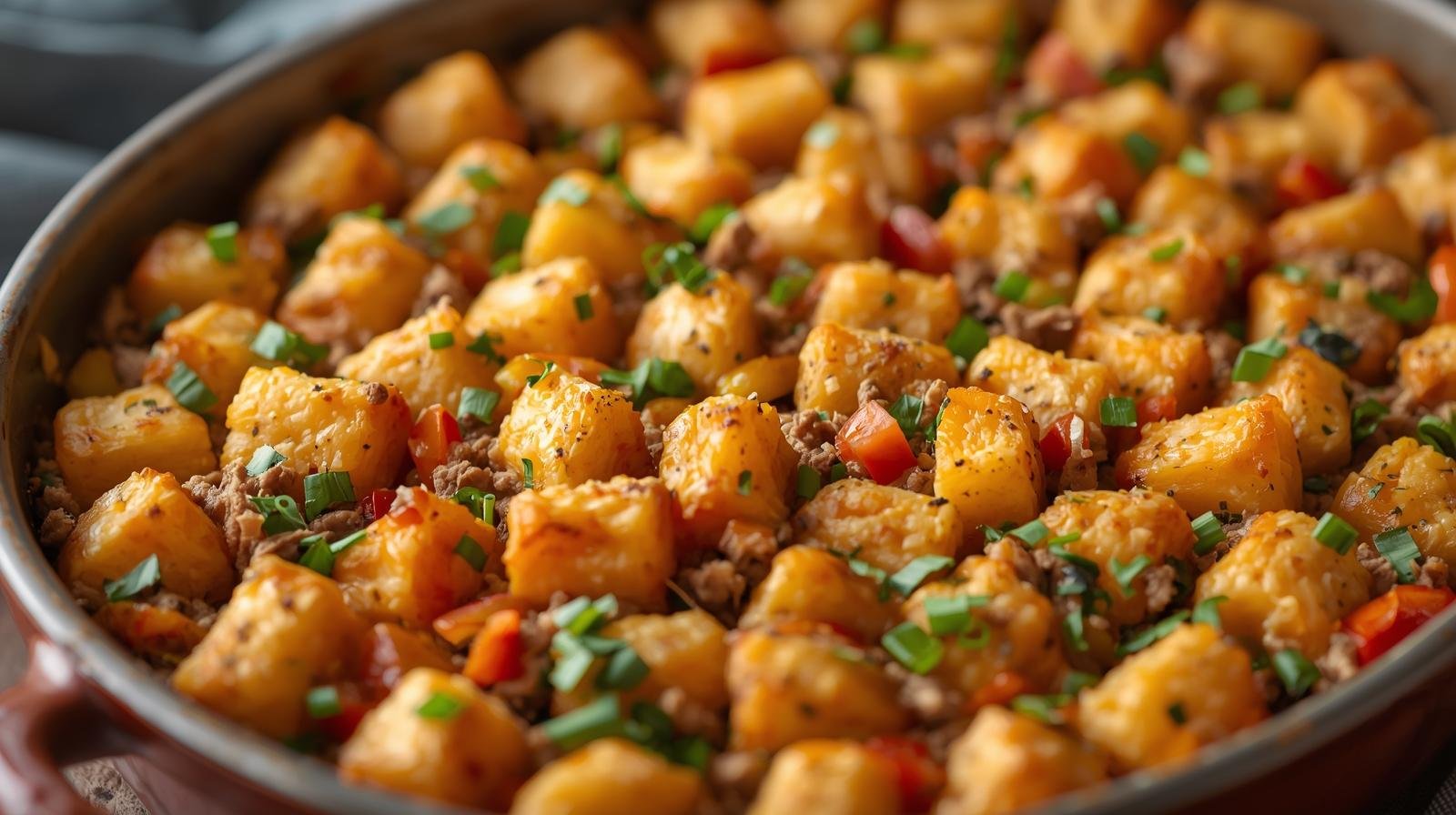 Healthy Tater Tot Casserole with Ground Turkey & Veggies