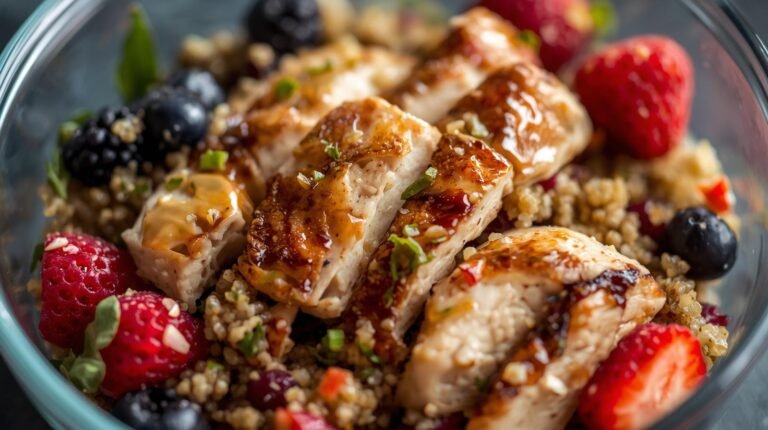 Meal 1: No-cook chicken quinoa berry salad (fresh + meal-prep friendly)​