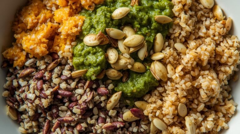 Meal 1: Pumpkin Seed Pesto Quinoa Bowl (big magnesium, big flavor)​
