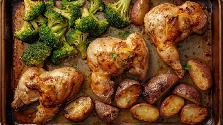 Meal 1: Sheet-pan lemon garlic chicken + broccoli + potatoes​