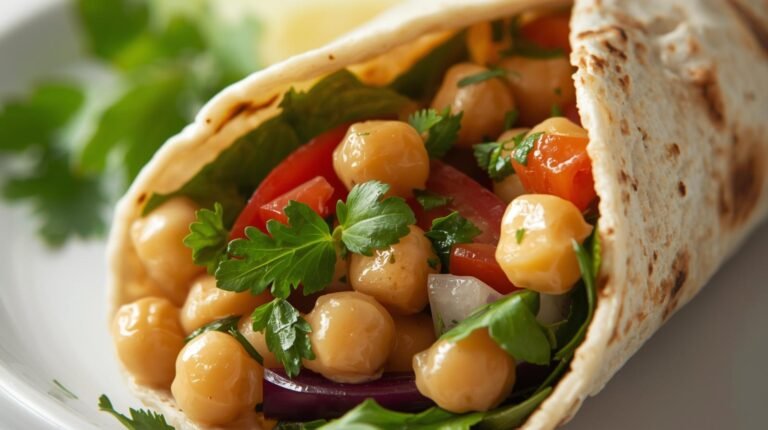 Meal 2: Chickpea Mediterranean salad wrap (fiber + gut support)​