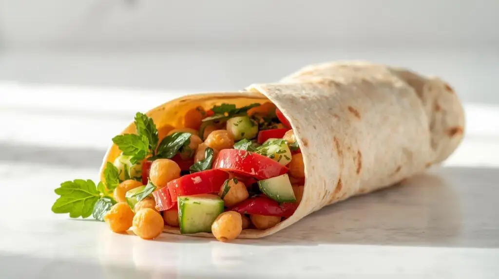 Meal 2: Mediterranean chickpea salad wrap (high fiber, high potassium)​